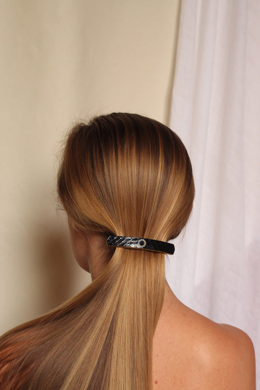 La Barrette Attachante - Python Noir