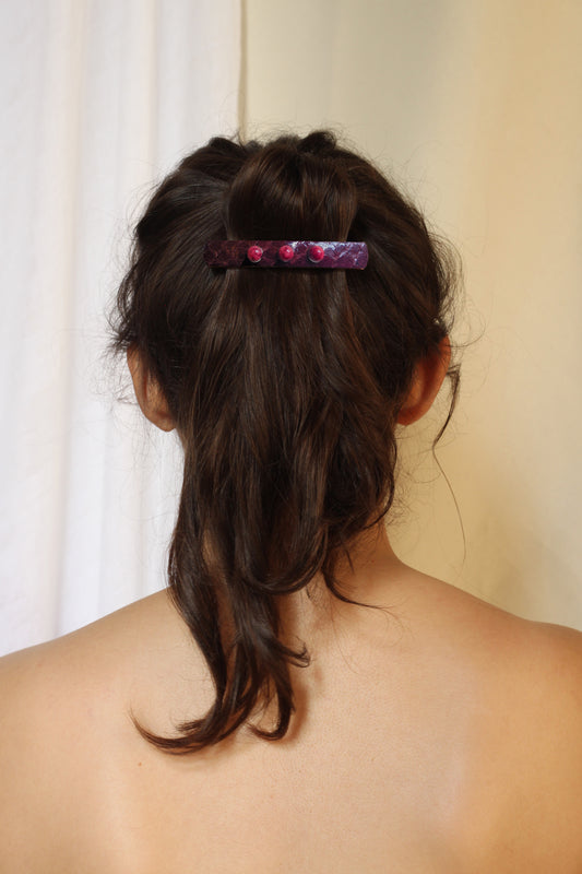 La Barrette Attachante - Python bordeaux